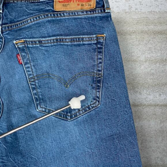 Levis Jeans 527 Slim Bootcut Flared Fit Medium Wash Denim Red Tab - Picture 7 of 7